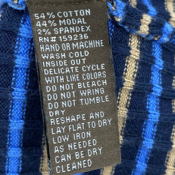 J McLaughlin Annette Striped Ribbed Sweater Blue Brown Cotton Blend Womens L - Picture 3 of 5